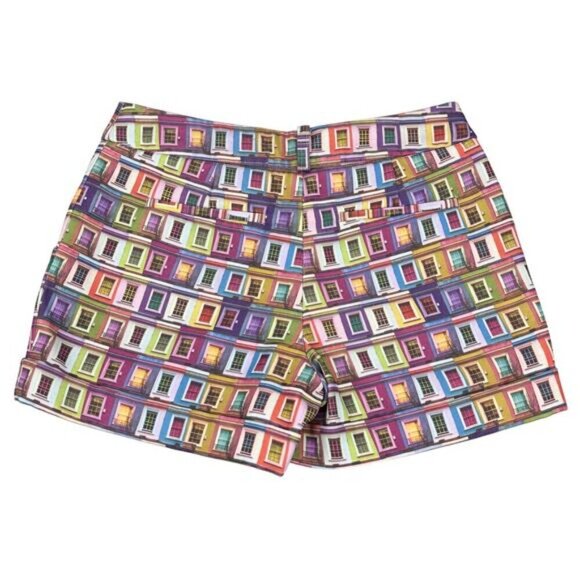 TED BAKER London Prims Window Multicolor Print Cuffed Hem Short Women's Size 2 - Picture 6 of 7